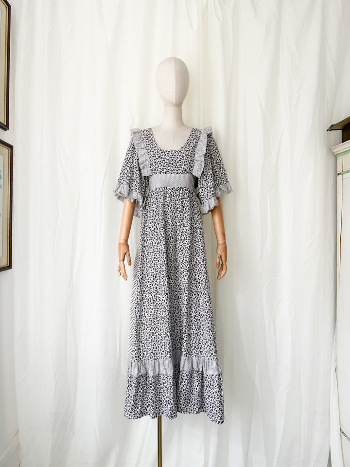 Stunning Rare 1970s Gina Fratini for Fiona Dresses Cotton Maxi Dress