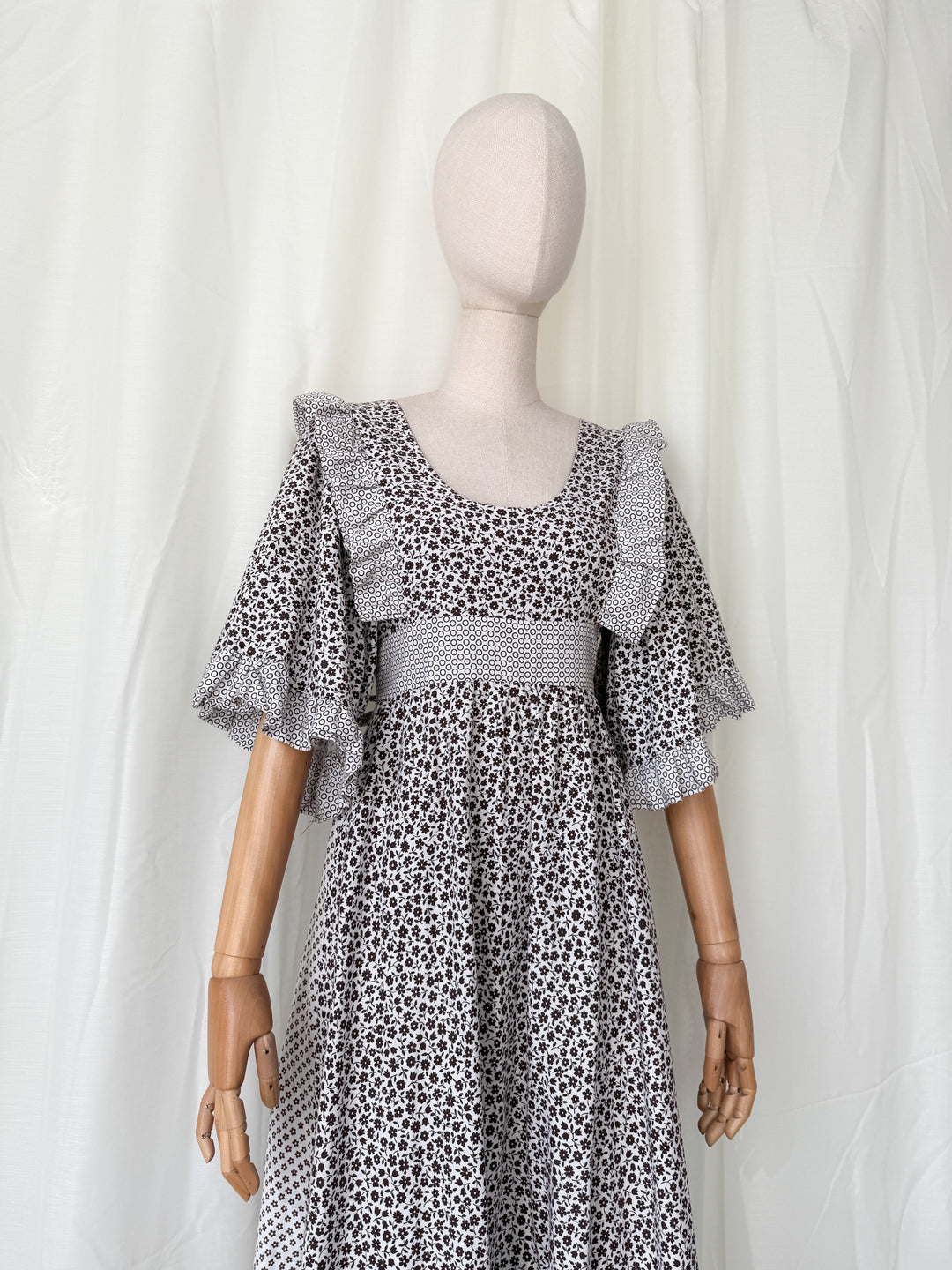 Stunning Rare 1970s Gina Fratini for Fiona Dresses Cotton Maxi Dress