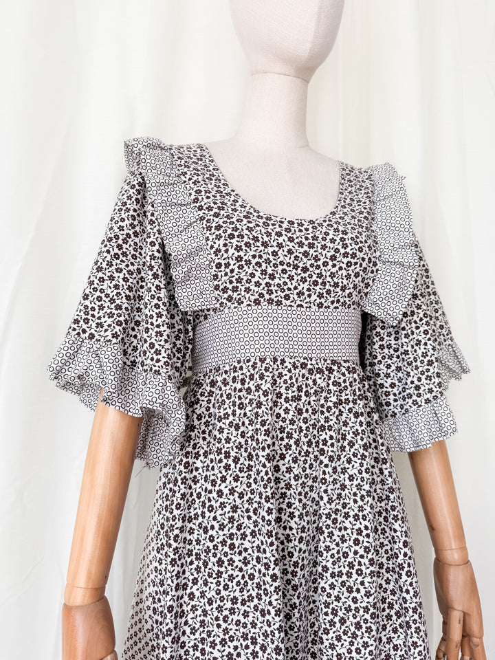 Stunning Rare 1970s Gina Fratini for Fiona Dresses Cotton Maxi Dress