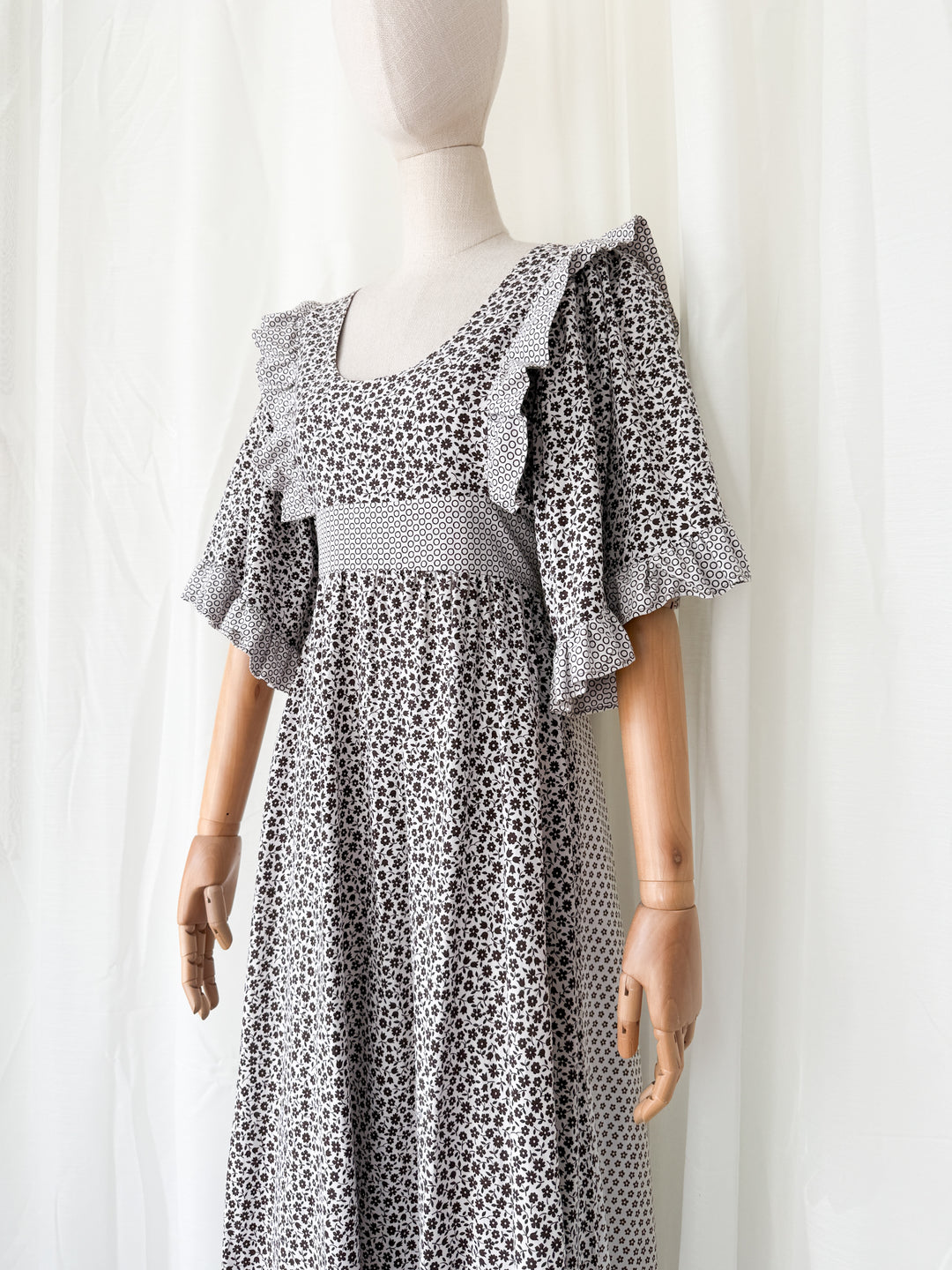Stunning Rare 1970s Gina Fratini for Fiona Dresses Cotton Maxi Dress