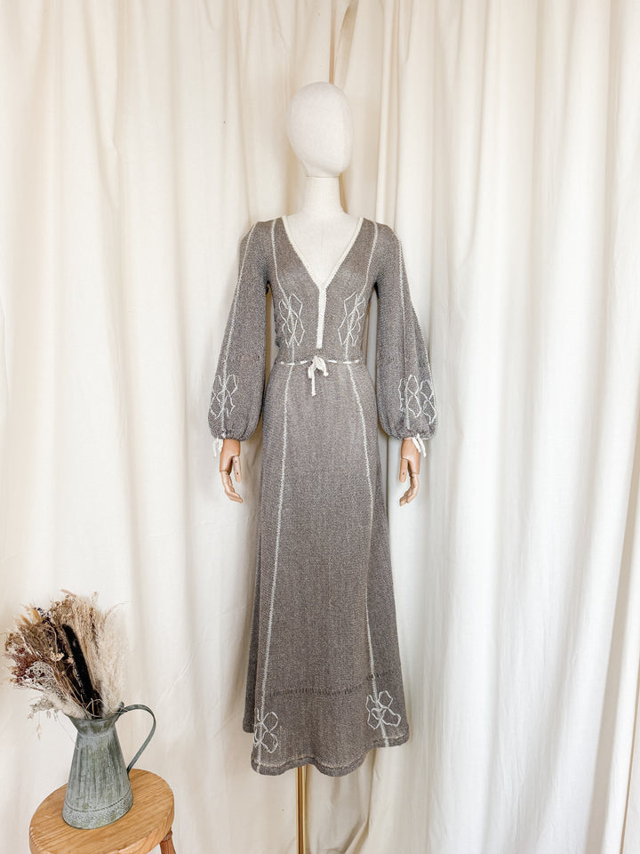 Divine Holy Grail Rare 1970s Mary Farrin Knit Maxi Dress