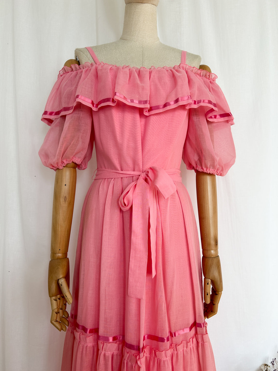 Divine Pink Gauzy Cotton 70s Romantic Dream Dress