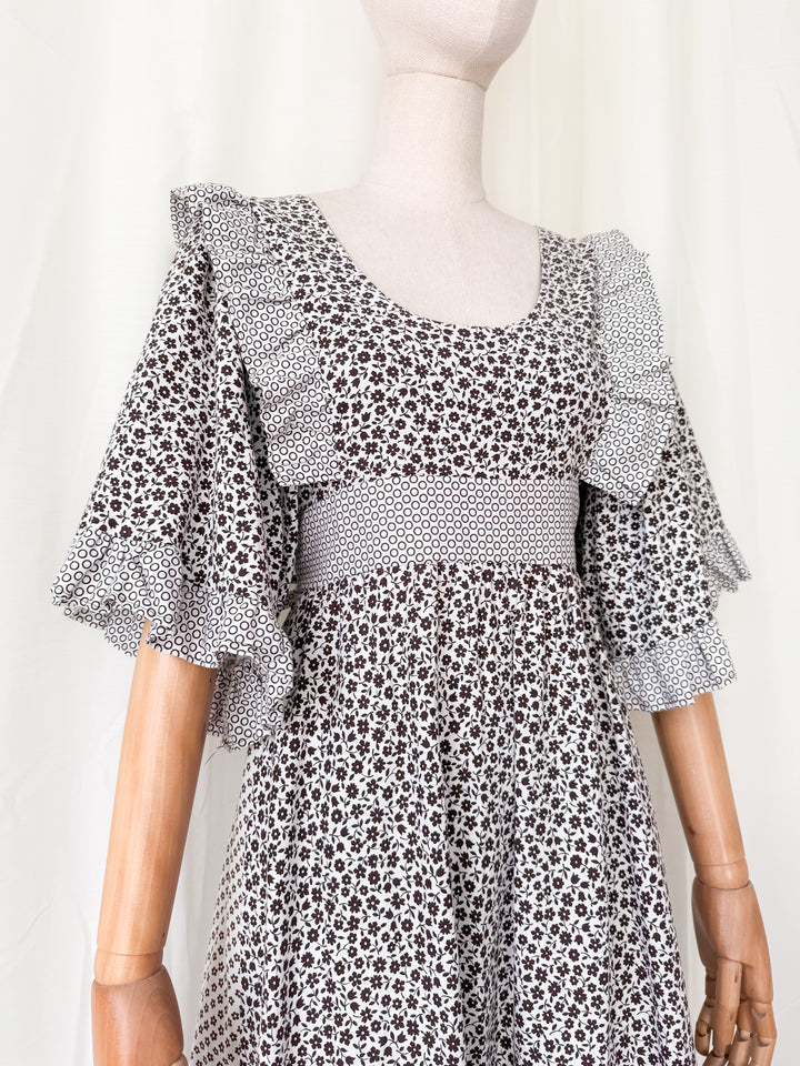 Stunning Rare 1970s Gina Fratini for Fiona Dresses Cotton Maxi Dress