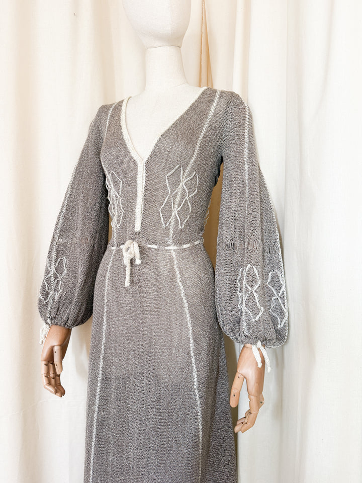 Divine Holy Grail Rare 1970s Mary Farrin Knit Maxi Dress