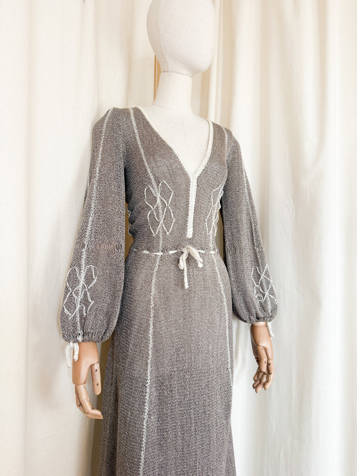 Divine Holy Grail Rare 1970s Mary Farrin Knit Maxi Dress