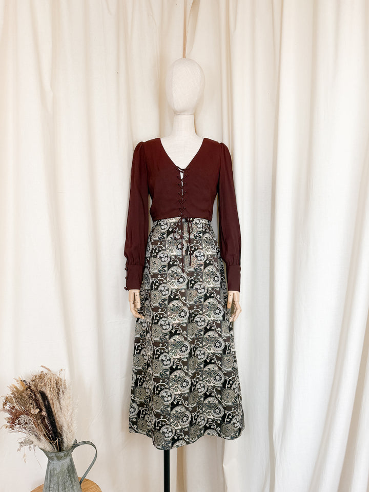 Gorgeous 1970s Brocade Peter Collins Maxi Dress