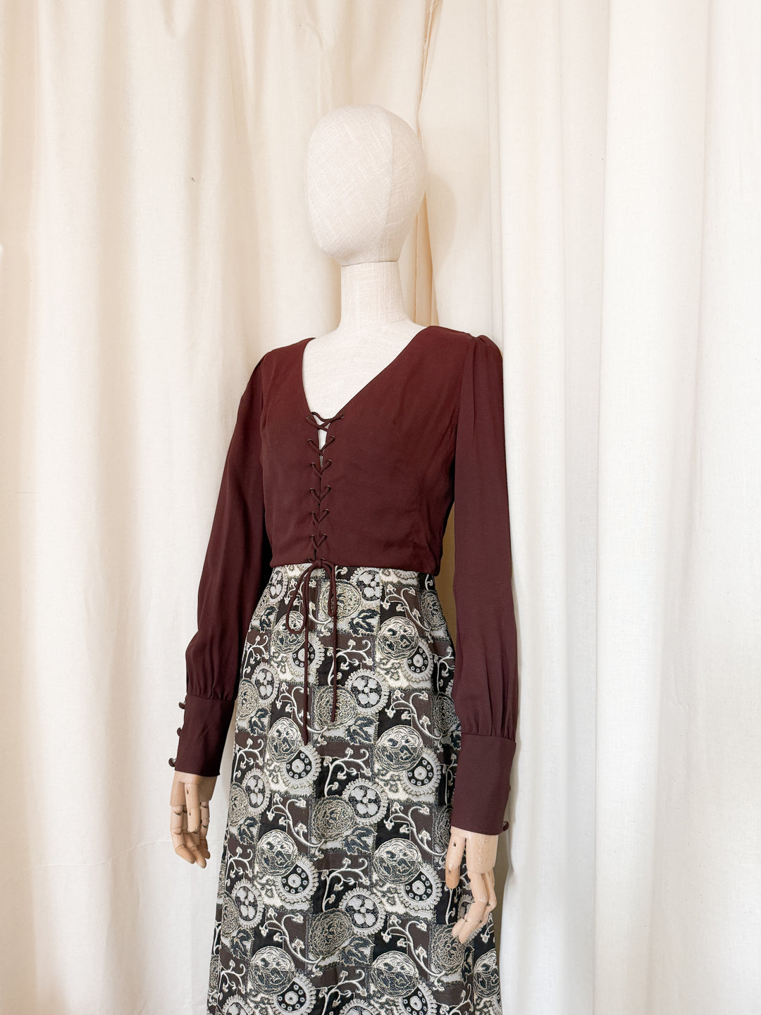 Gorgeous 1970s Brocade Peter Collins Maxi Dress