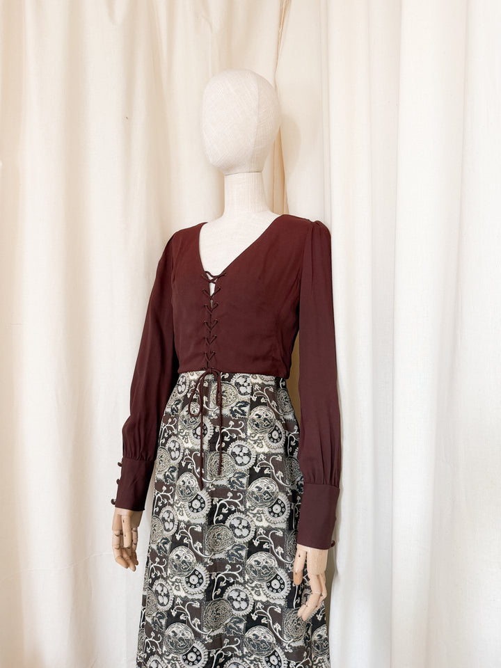 Gorgeous 1970s Brocade Peter Collins Maxi Dress