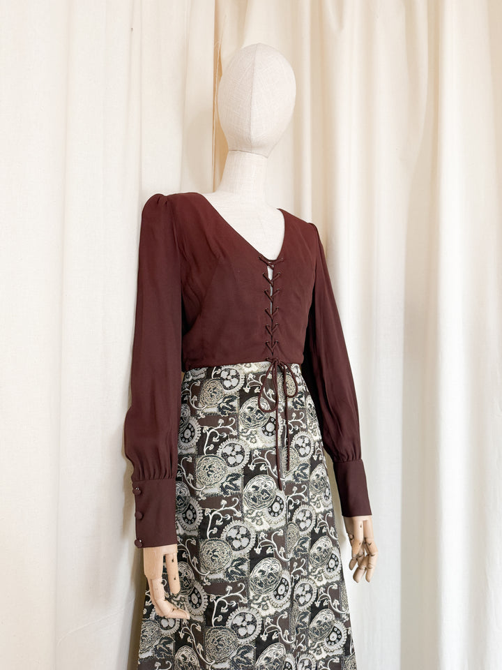 Gorgeous 1970s Brocade Peter Collins Maxi Dress