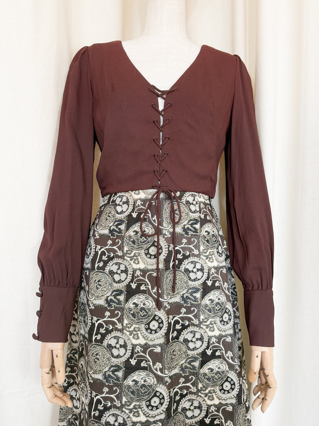 Gorgeous 1970s Brocade Peter Collins Maxi Dress