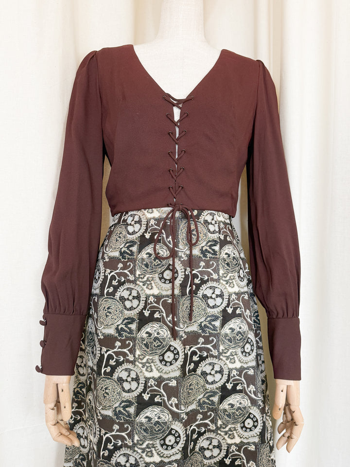 Gorgeous 1970s Brocade Peter Collins Maxi Dress