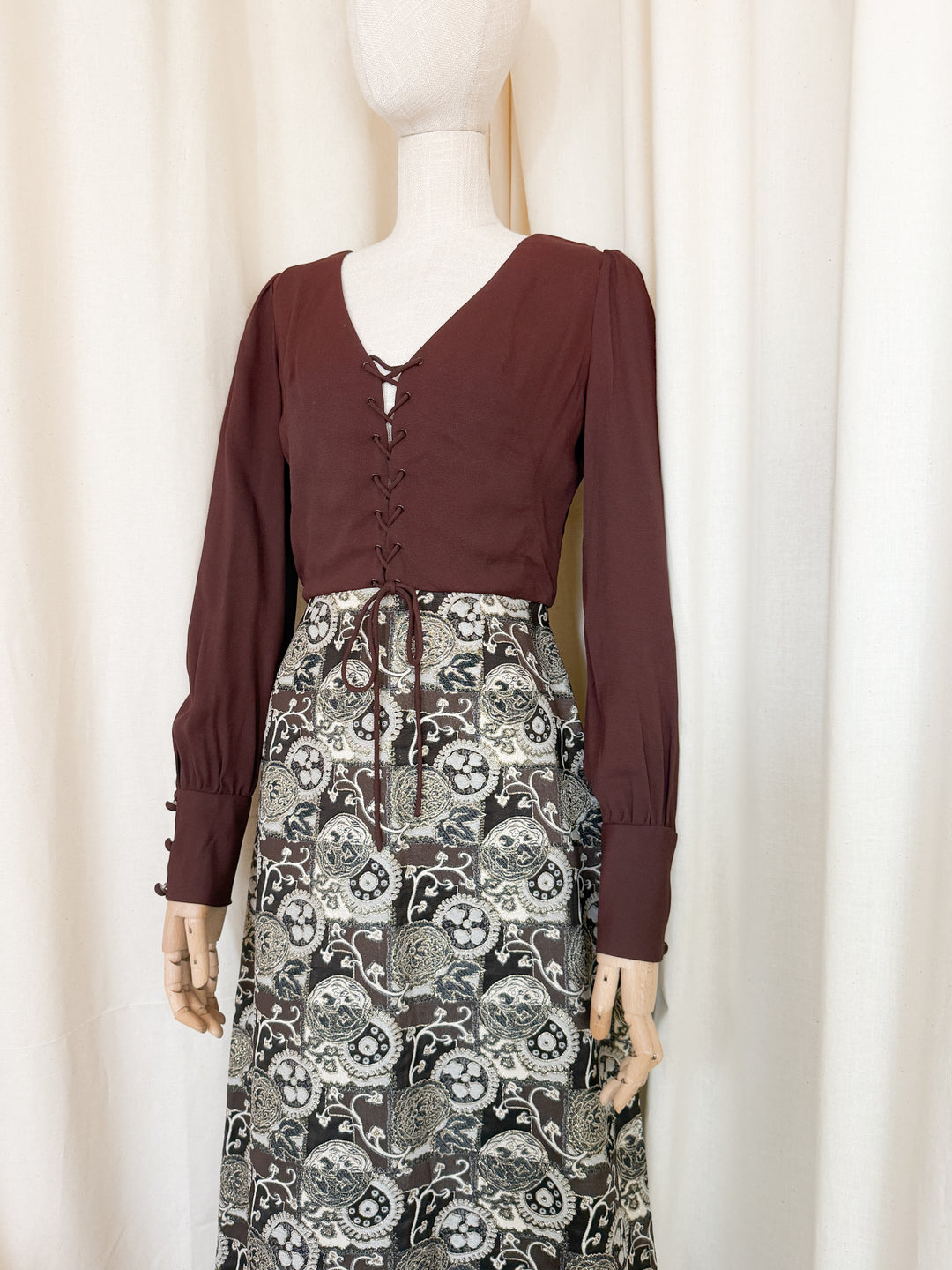 Gorgeous 1970s Brocade Peter Collins Maxi Dress