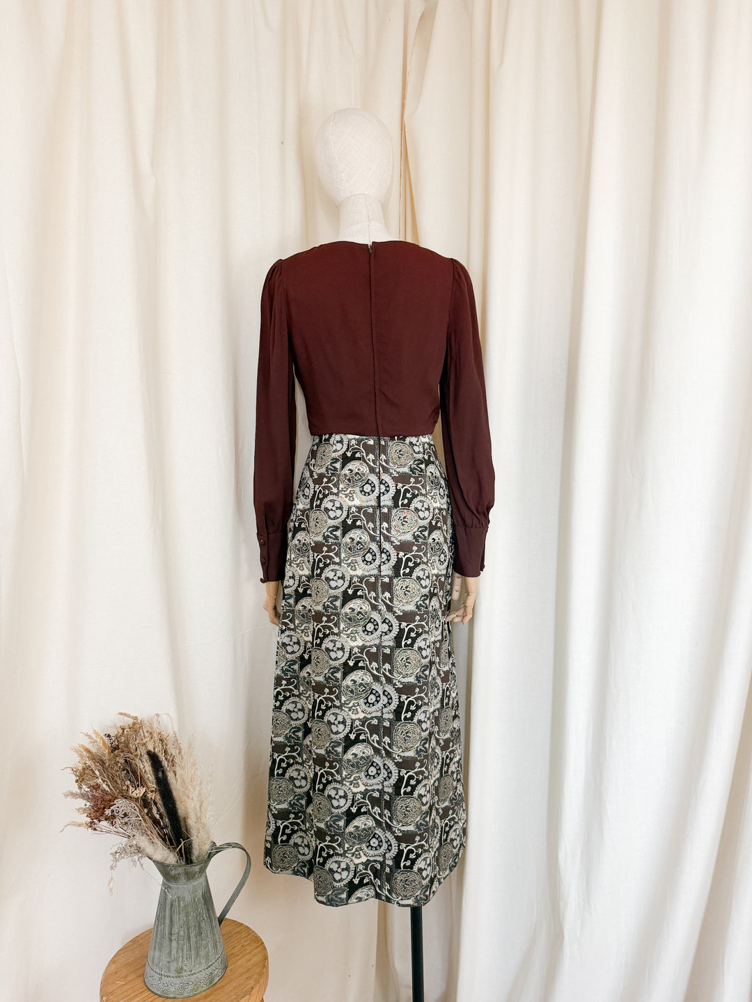 Gorgeous 1970s Brocade Peter Collins Maxi Dress