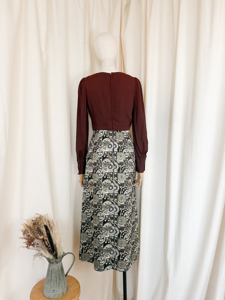 Gorgeous 1970s Brocade Peter Collins Maxi Dress