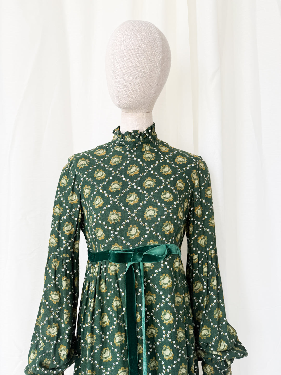 Divine 1970s Wool Crepe Green Mini Dress
