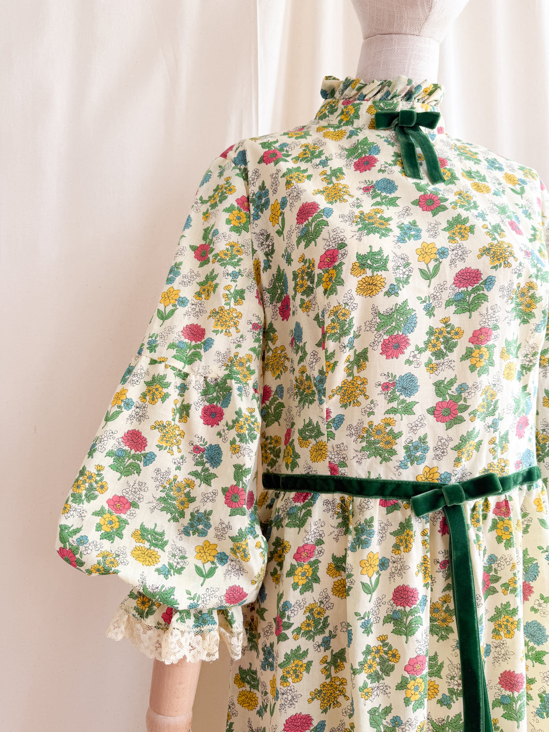 Divine 70s Cotton Floral Lace Trimmed Maxi Dress