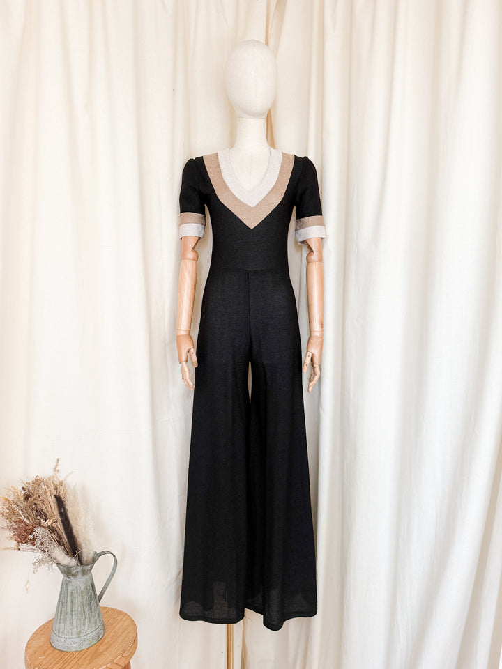 Incredible Rare 1970s Brown Wide Leg Flare Jumpsuit