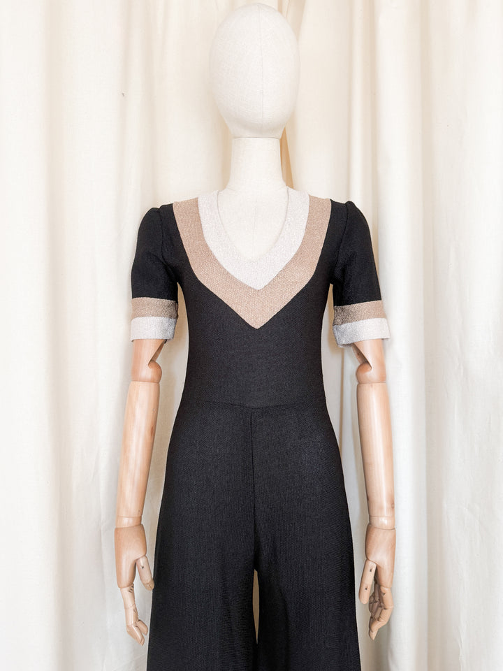 Incredible Rare 1970s Brown Wide Leg Flare Jumpsuit