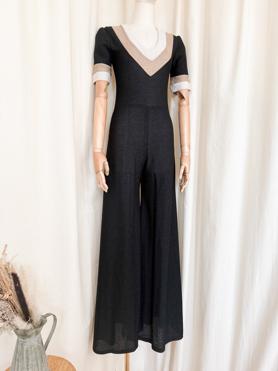 Incredible Rare 1970s Brown Wide Leg Flare Jumpsuit