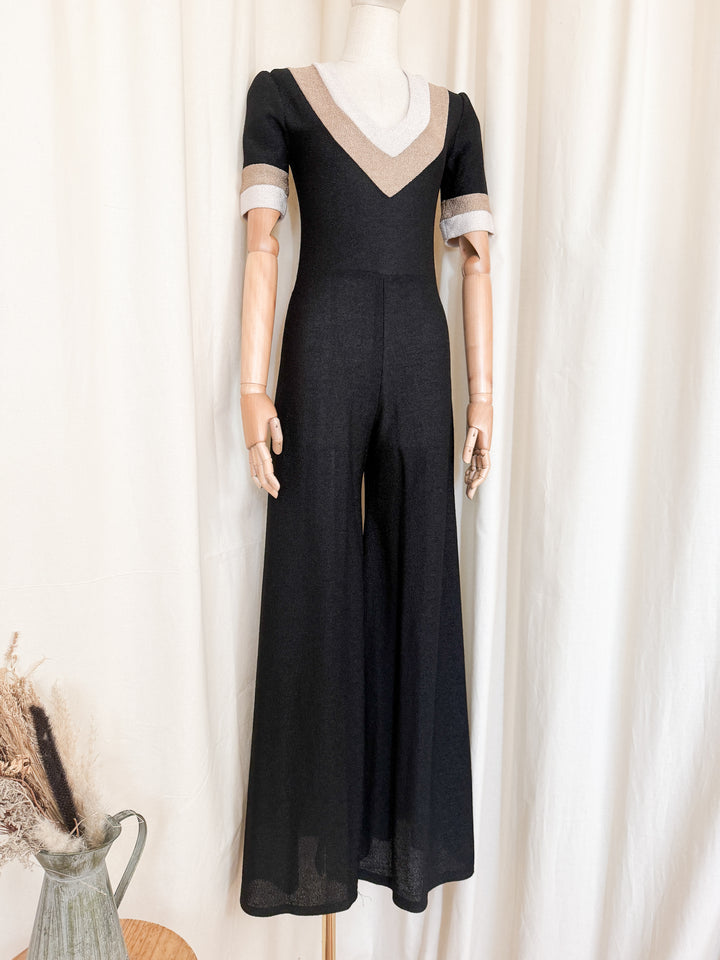 Incredible Rare 1970s Brown Wide Leg Flare Jumpsuit