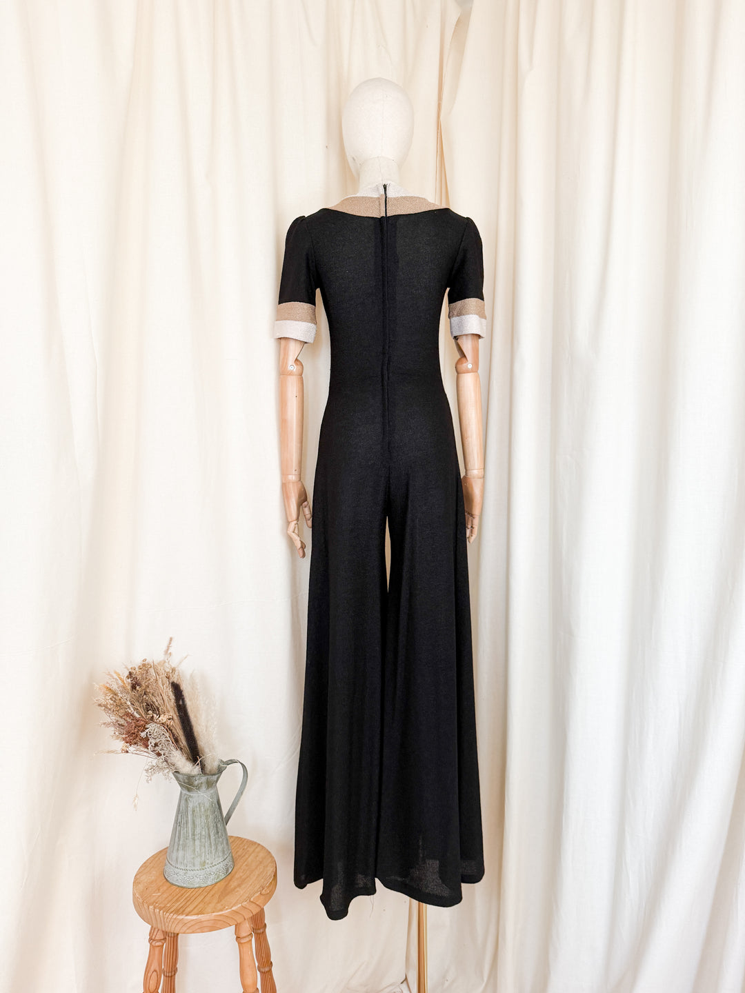 Incredible Rare 1970s Brown Wide Leg Flare Jumpsuit