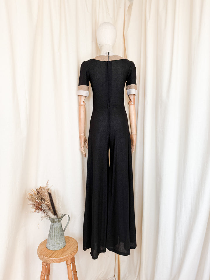 Incredible Rare 1970s Brown Wide Leg Flare Jumpsuit