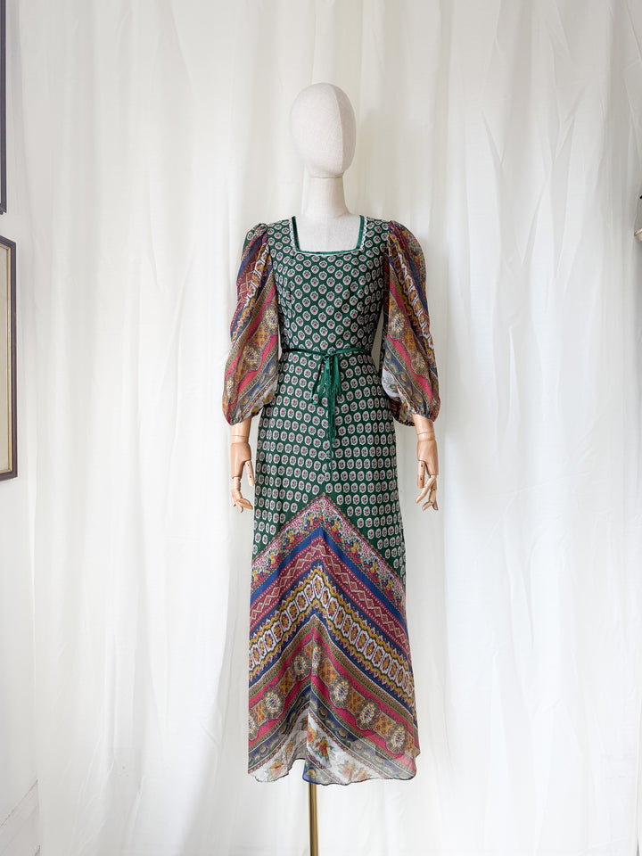 Stunning 1970s Kati Bohemian Cotton Maxi Dress