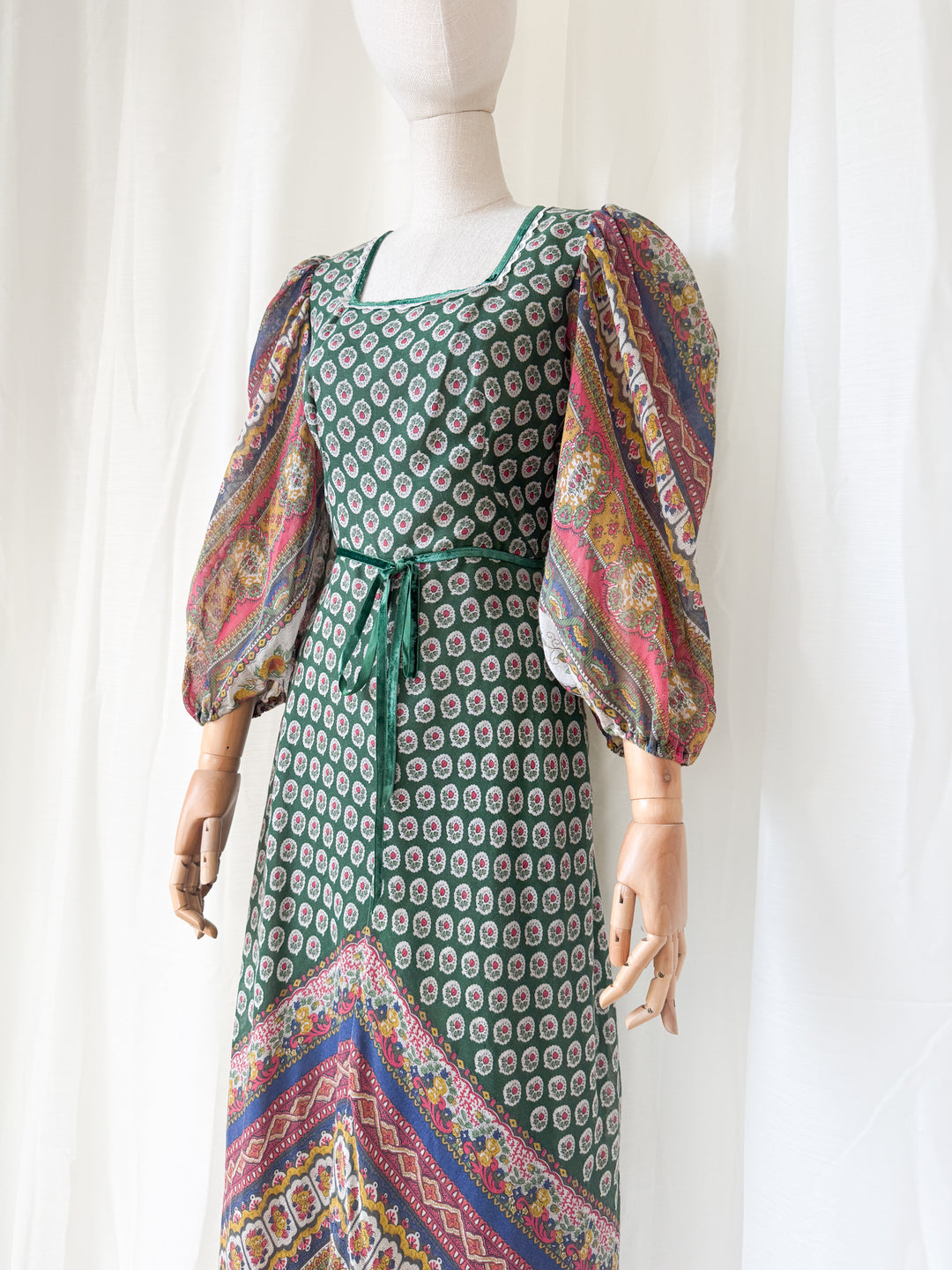 Stunning 1970s Kati Bohemian Cotton Maxi Dress
