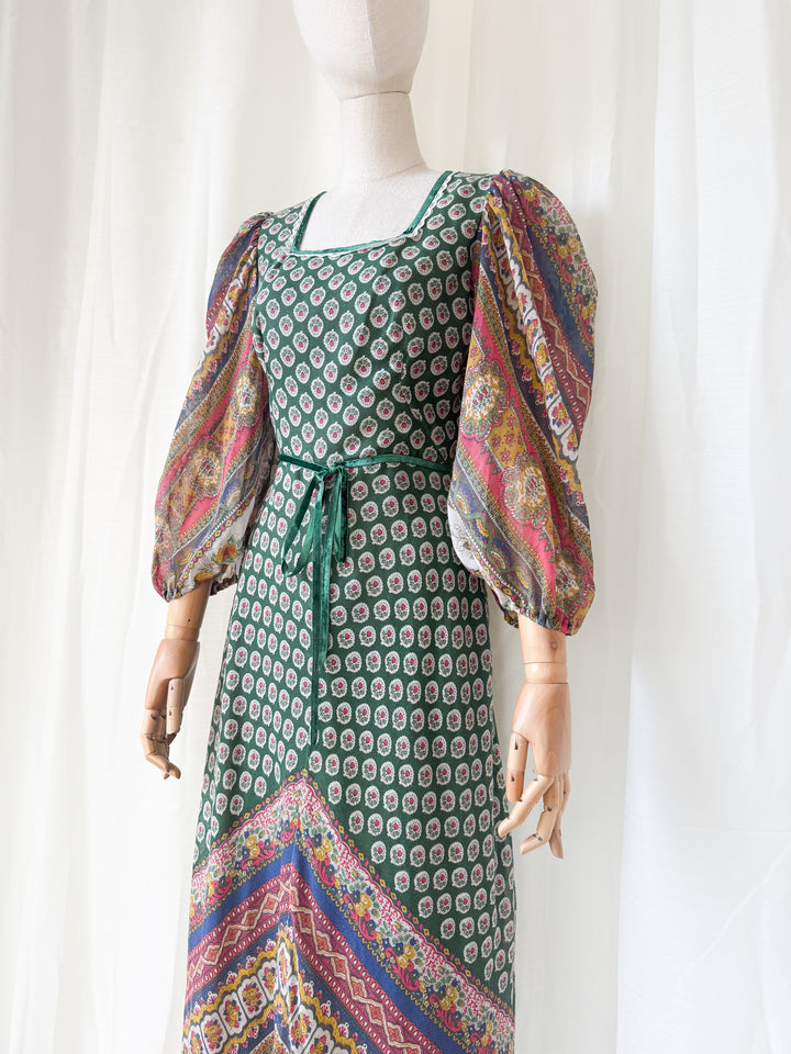 Stunning 1970s Kati Bohemian Cotton Maxi Dress