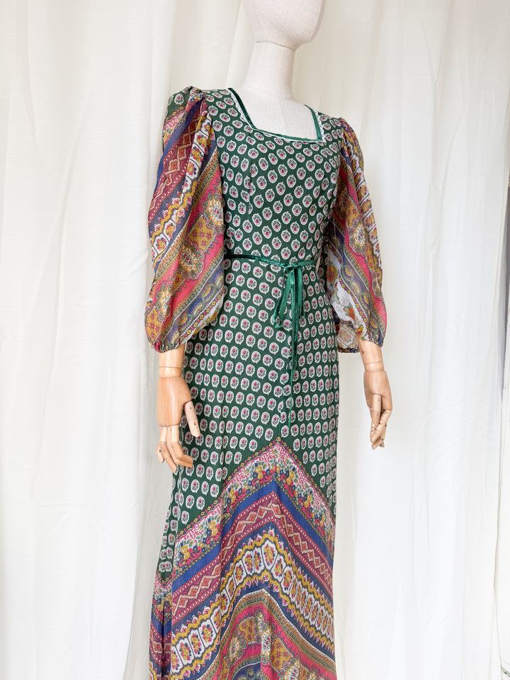 Stunning 1970s Kati Bohemian Cotton Maxi Dress