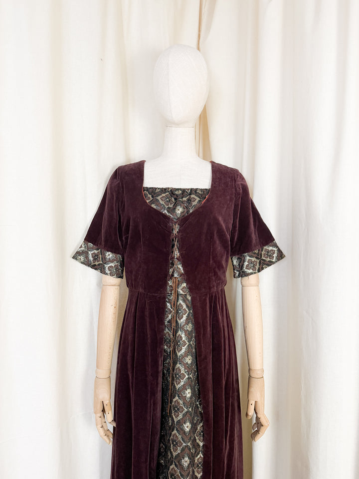 Beautiful Rare 1970s Medieval Velvet Marion Donaldson Maxi Dress