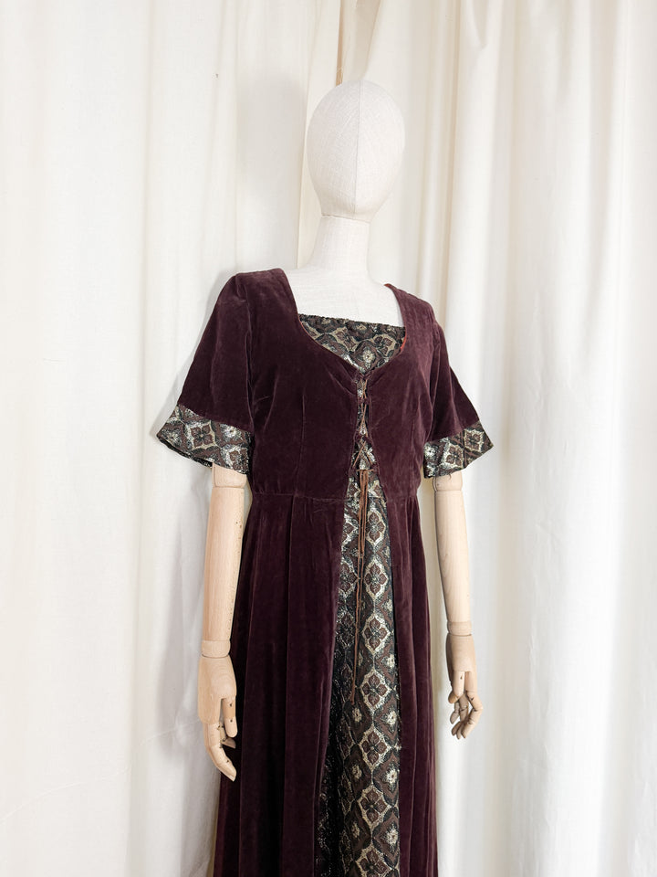 Beautiful Rare 1970s Medieval Velvet Marion Donaldson Maxi Dress