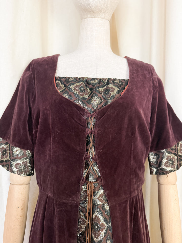 Beautiful Rare 1970s Medieval Velvet Marion Donaldson Maxi Dress