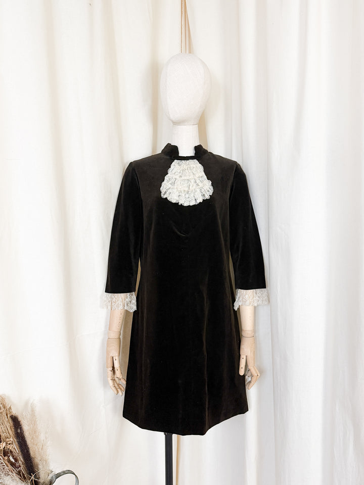 Precious Rare 1960s Brown Velvet Mini Dress
