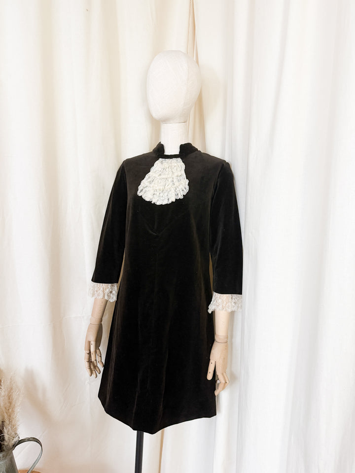 Precious Rare 1960s Brown Velvet Mini Dress