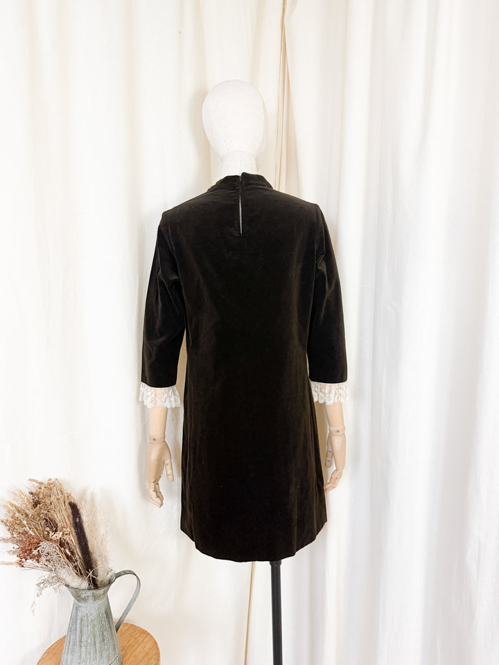 Precious Rare 1960s Brown Velvet Mini Dress