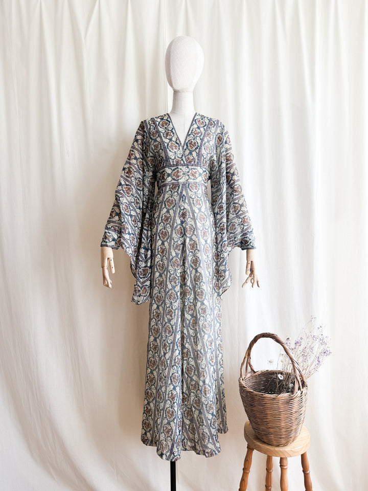 Incredible Precious Rare Samuel Sherman Bohemian Cotton Angel Sleeve Maxi Dress