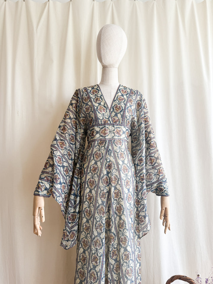 Incredible Precious Rare Samuel Sherman Bohemian Cotton Angel Sleeve Maxi Dress