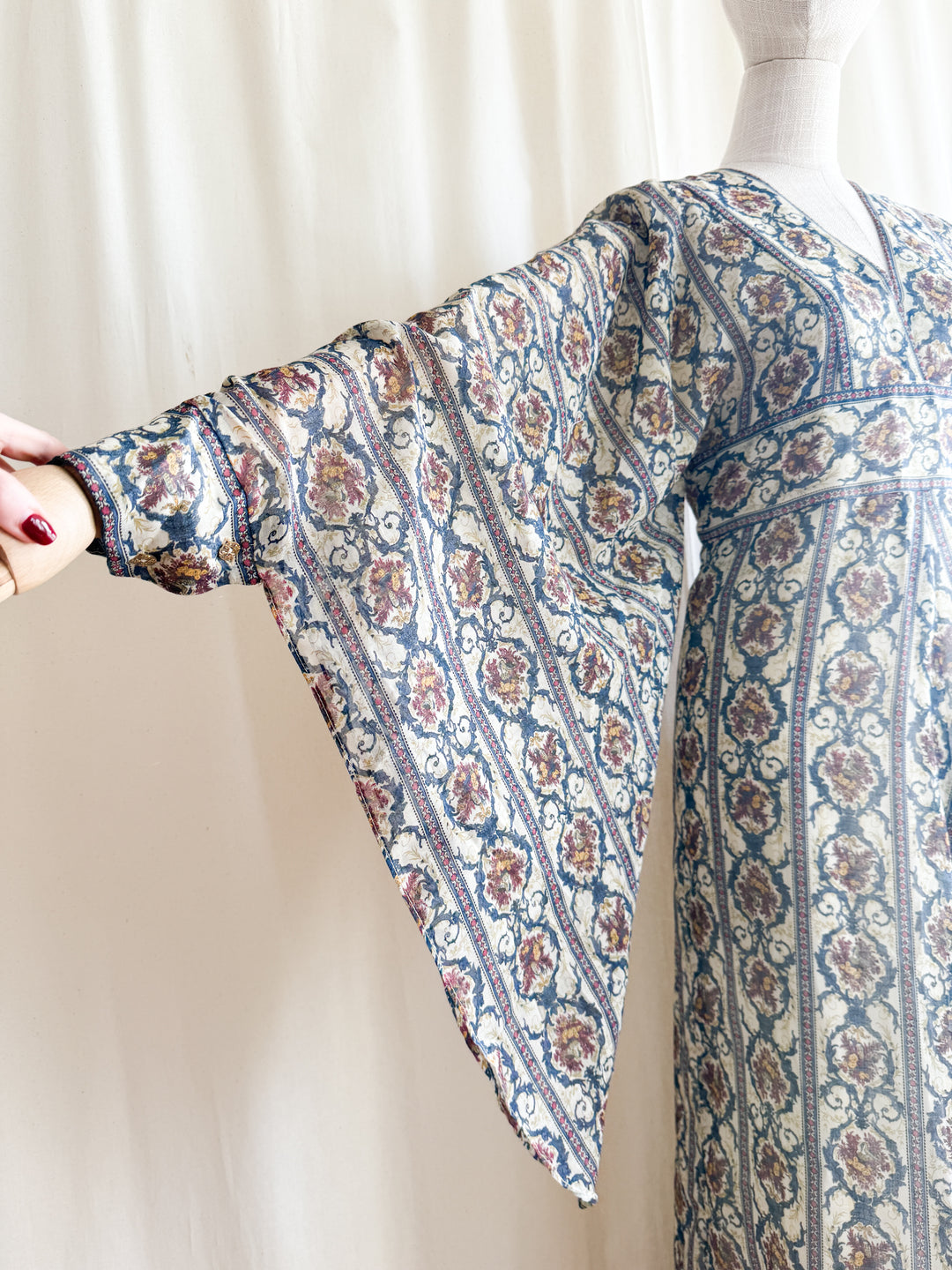 Incredible Precious Rare Samuel Sherman Bohemian Cotton Angel Sleeve Maxi Dress