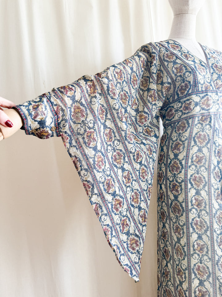 Incredible Precious Rare Samuel Sherman Bohemian Cotton Angel Sleeve Maxi Dress