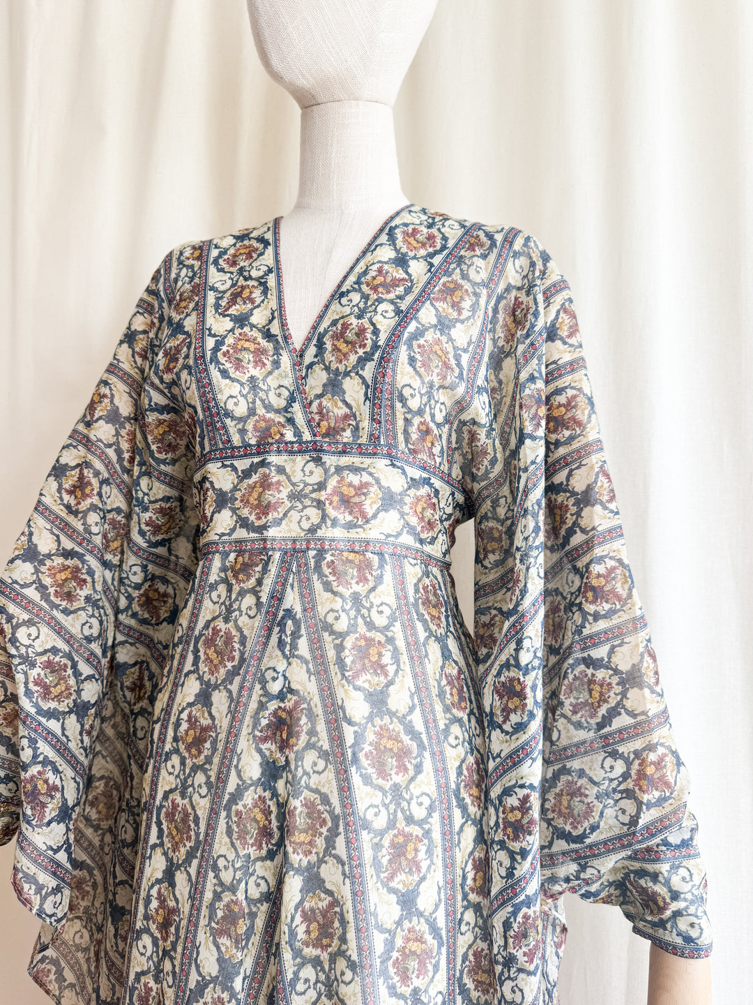 Incredible Precious Rare Samuel Sherman Bohemian Cotton Angel Sleeve Maxi Dress
