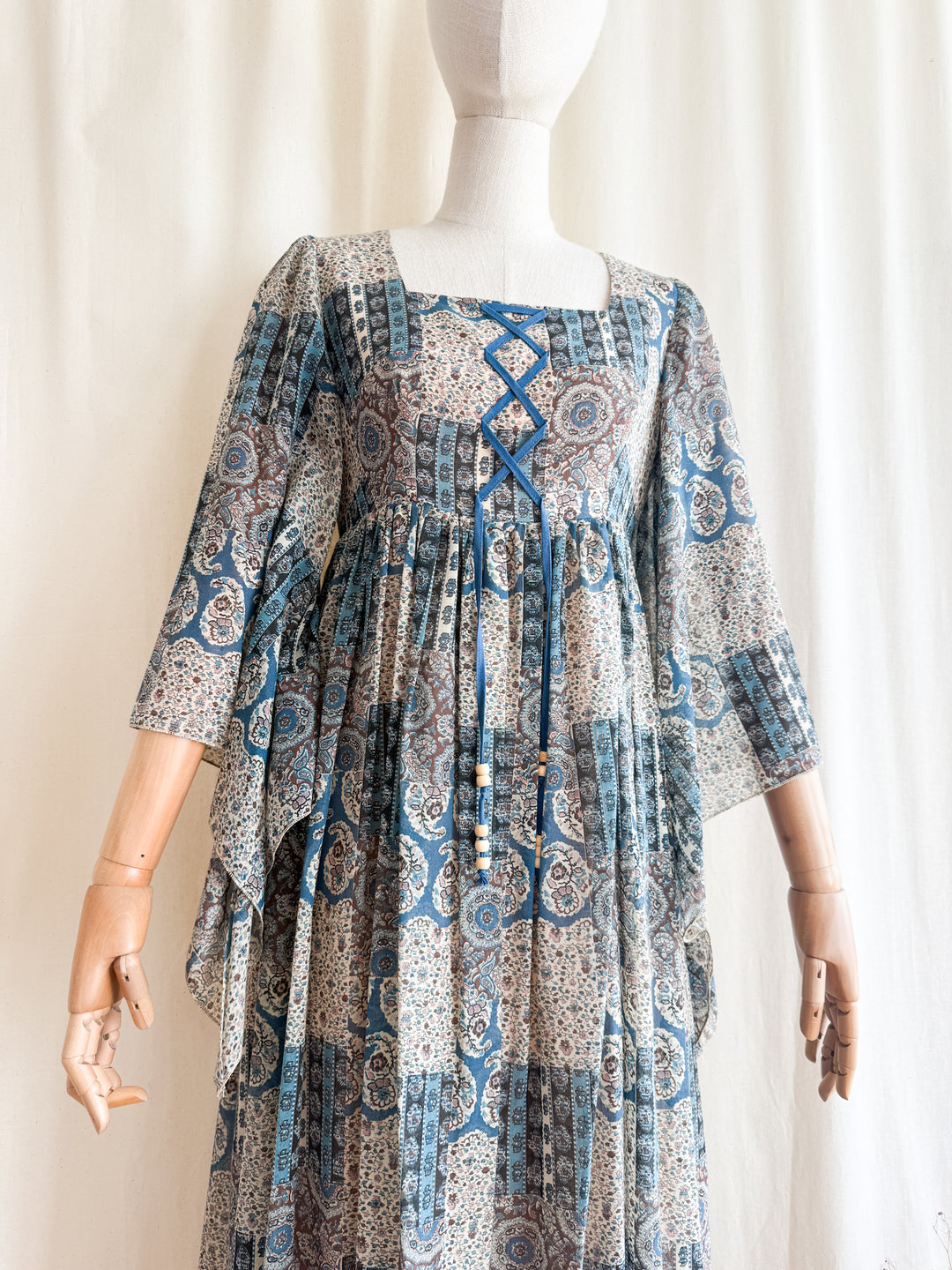 Insanely Beautiful Rare 70s Bohemian Cotton Maxi Dress by Cresta