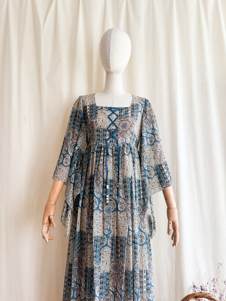 Insanely Beautiful Rare 70s Bohemian Cotton Maxi Dress by Cresta