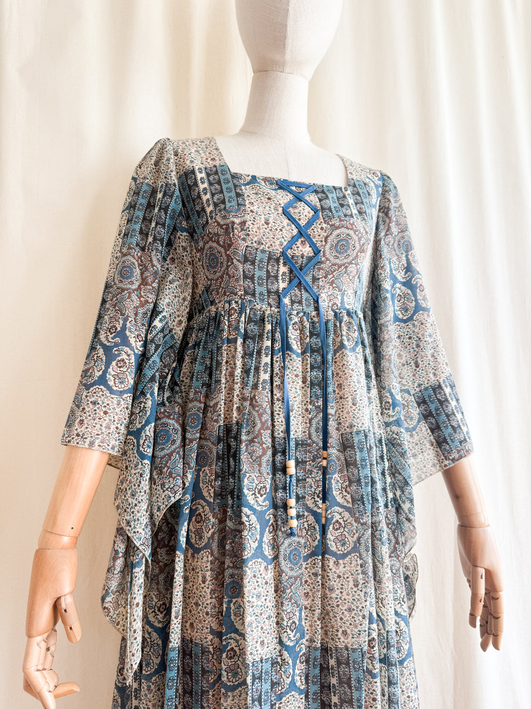Insanely Beautiful Rare 70s Bohemian Cotton Maxi Dress by Cresta