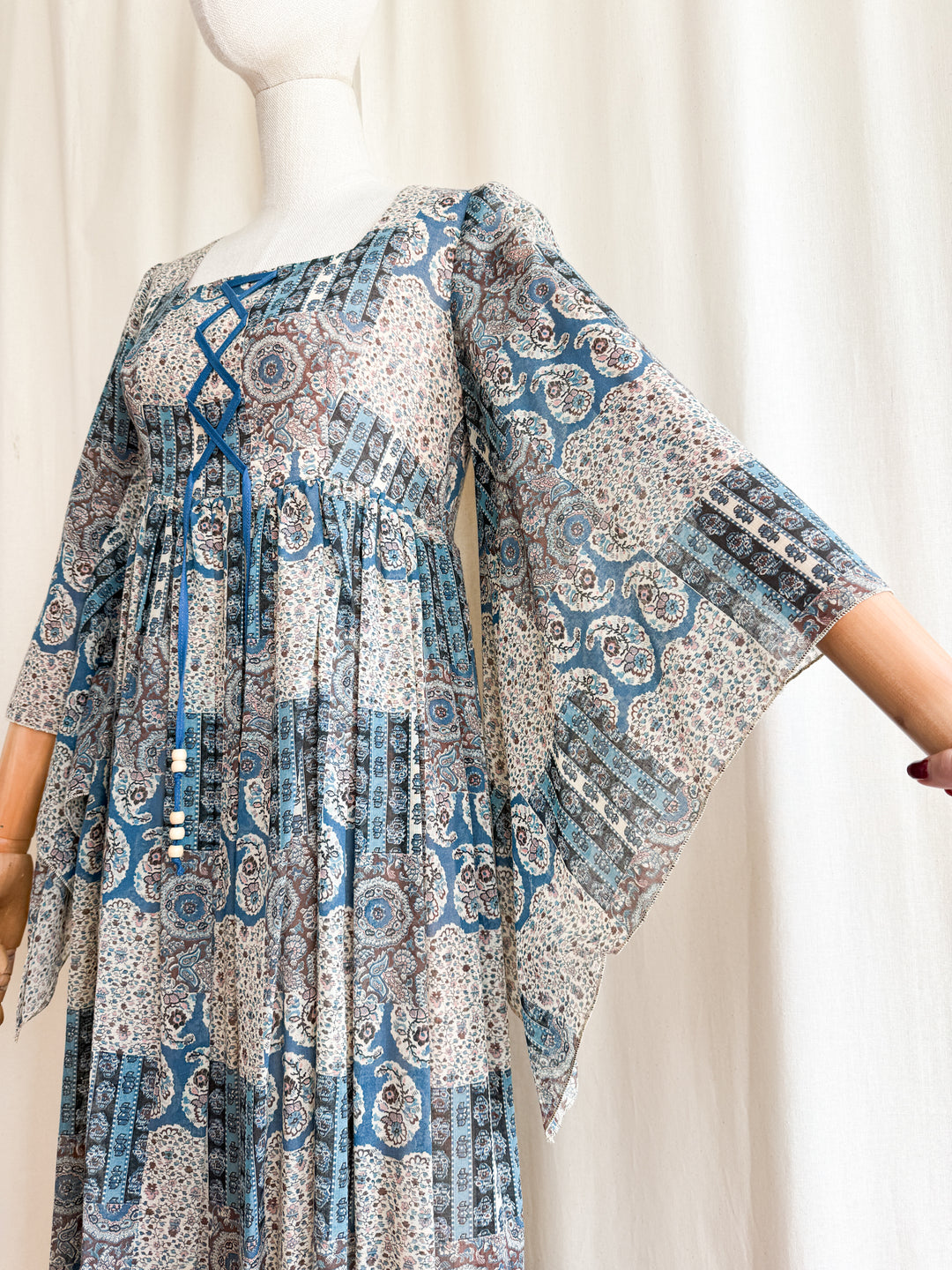 Insanely Beautiful Rare 70s Bohemian Cotton Maxi Dress by Cresta