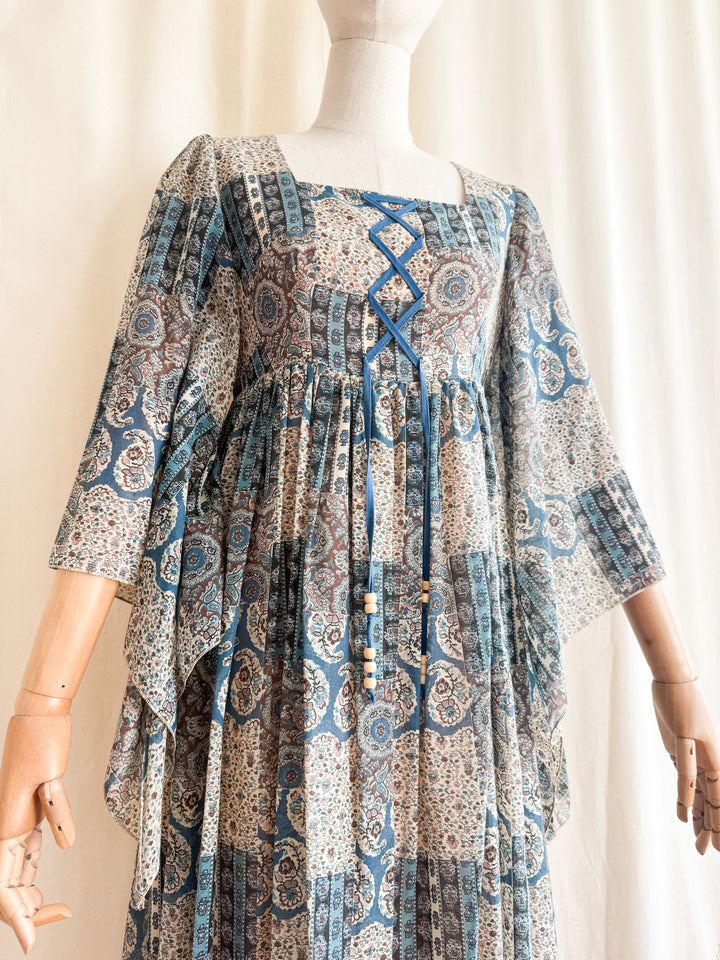 Insanely Beautiful Rare 70s Bohemian Cotton Maxi Dress by Cresta