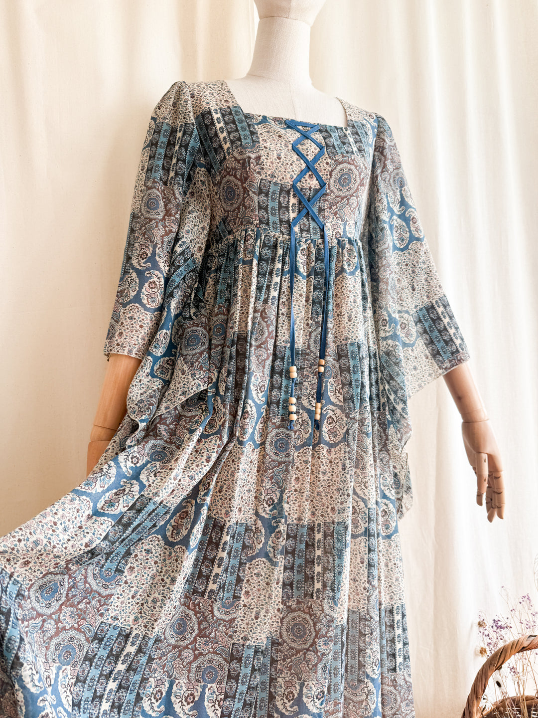 Insanely Beautiful Rare 70s Bohemian Cotton Maxi Dress by Cresta