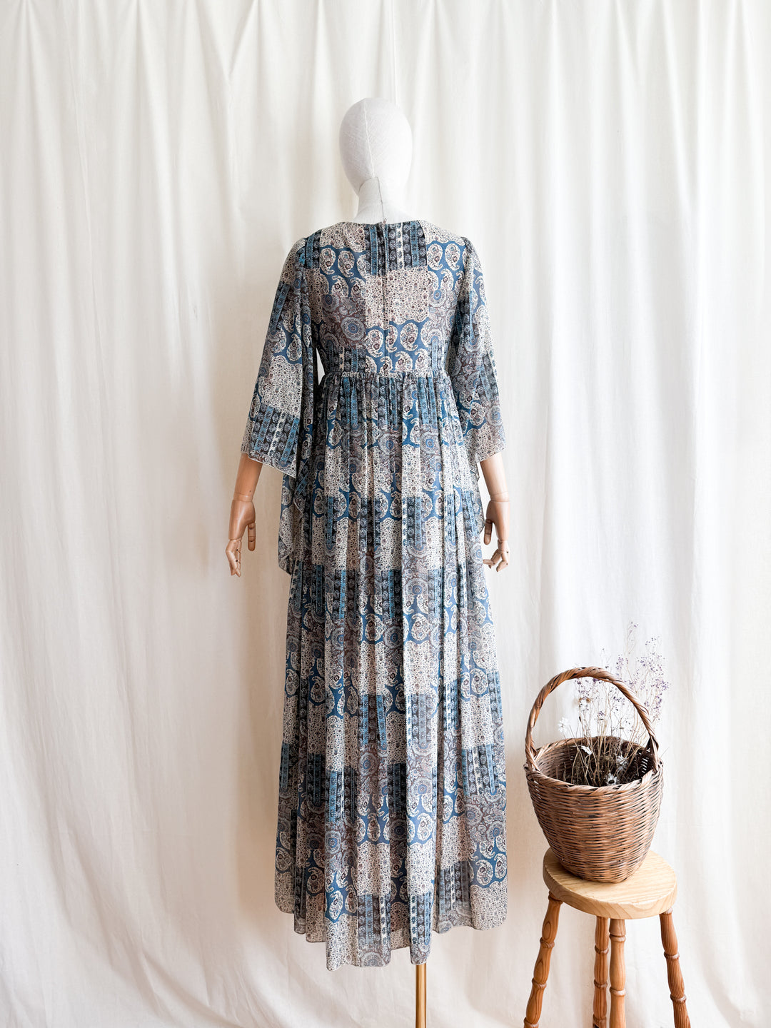 Insanely Beautiful Rare 70s Bohemian Cotton Maxi Dress by Cresta