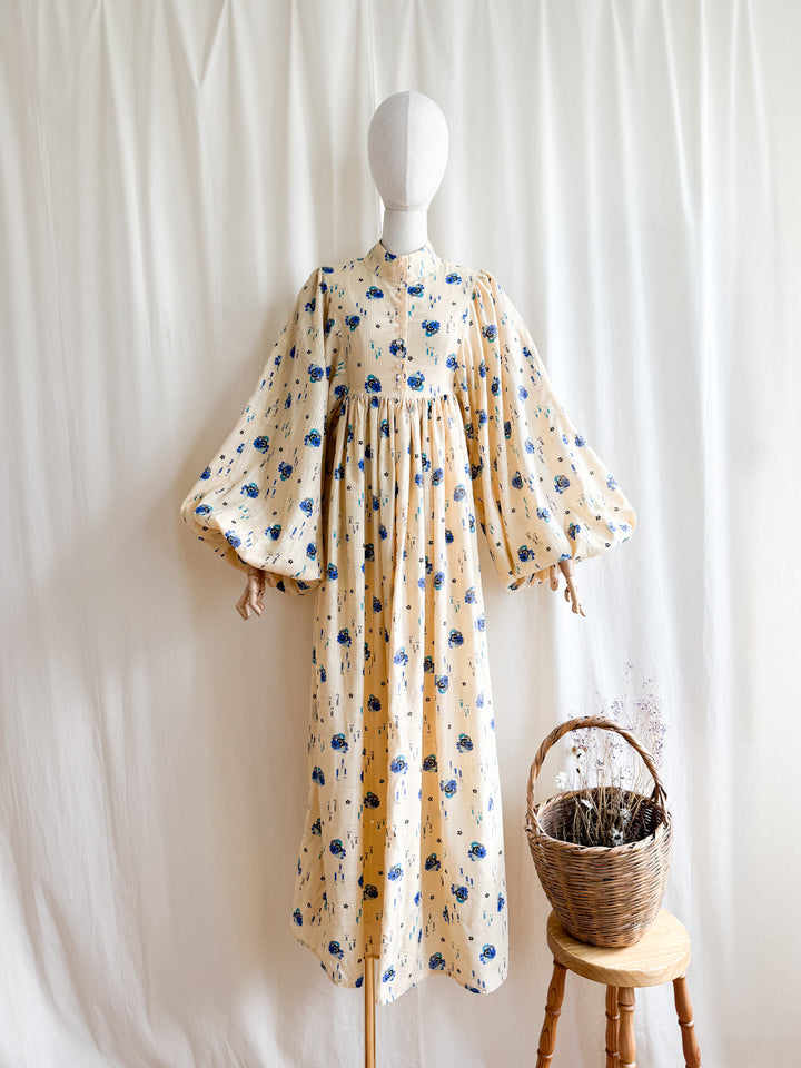 Magnificent Holy Grail Rare Huge Billowing Sleeve 70s Cotton Dream Dress