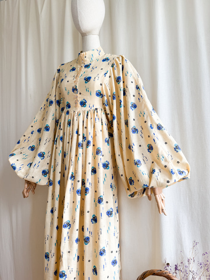Magnificent Holy Grail Rare Huge Billowing Sleeve 70s Cotton Dream Dress